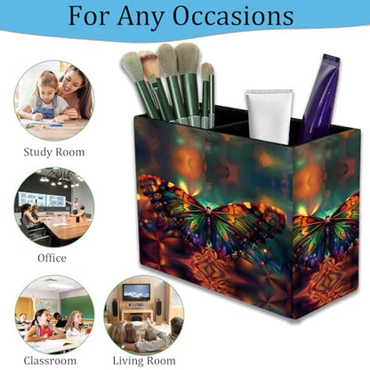 Pen Holder and Anti-Slip Mouse Pad Combination, Makeup Brush Storage Box, Tableware Storage Box, Suitable for Office and Home - Psychedelic Butterfly - color: Psychedelic Butterfly