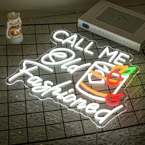 Call Me Old Fashioned Neon Sign Whiskey Led Sign Bar Neon Light Cocktail Bar Letter Wall Decor for Bar Pub Party Man Cave Bedroom Bar Shop - style: call me old fashioned