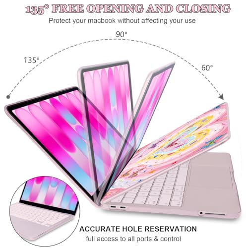 Cute Graffiti Printed Hard Shell Case for 2026 MacBook Neo 13 Inch A3404 A18 Pro, with Screen Protector, Keyboard Cover, Silicone Dust Plugs & Webcam Privacy Cover, Colorful Heart & Butterfly - color: Blush Pink Graffiti