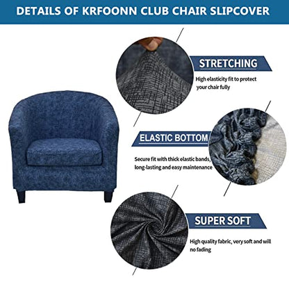 KRFOONN 2 Pieces Club Chair Slipcover Stretch Waterproof Tub Chair Slipcover Armchair Covers Sofa Cover Removable Round Barrel Chair Covers Couch Furniture Protector Cover for Living Room, A43 - color: Colora43