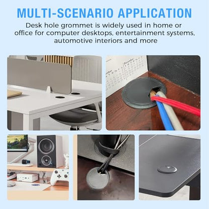 Desk Grommet 2" (50 mm), Desk Cord Hole Cover, Cable Grommet ABS Plastic, Desk Hole Grommet for Office and Home Table Cable, Detachable Adjustable Cable Cord Organizer (Silvery4 Pcs) - size: 2" (50 mm), style: 4 pcs Silvery