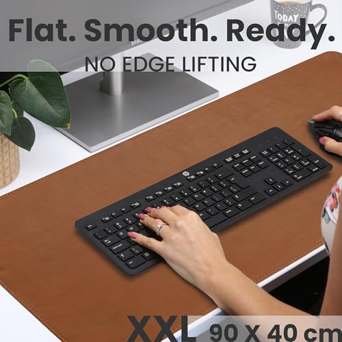 Full Grain Genuine Leather Desk Pad – Toffee Tan Brown (XL) - Premium Desk Mat with Non-Slip Backing, Thick 3mm, Office Desk Protector for Work & Gaming (Extra Large 35.4 x 15.7 inch) - color: Toffee Tan Brown