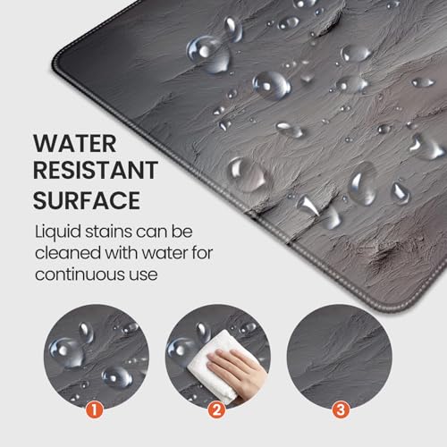 XXL Gray Mouse Pad with a Cement Wall Texture Design, 35.4 x 15.7 inches, Non-Slip Rubber Base, and Waterproof Microfiber Cloth Surface, Suitable for Home Office and Work environments. - color: Gray Concrete Cement Print