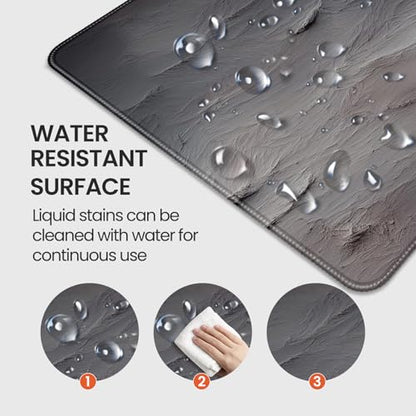 XXL Gray Mouse Pad with a Cement Wall Texture Design, 35.4 x 15.7 inches, Non-Slip Rubber Base, and Waterproof Microfiber Cloth Surface, Suitable for Home Office and Work environments. - color: Gray Concrete Cement Print