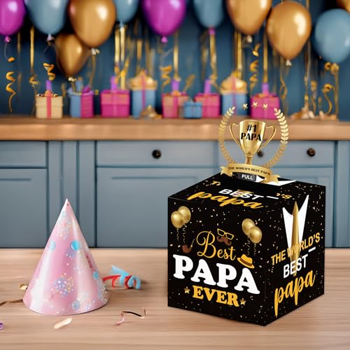 Father Birthday Money Pull Box for Cash, Happy Birthday Boxes Gifts for Money Pull Out Card, 50Pcs Transparent Bags - color: Yellow