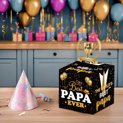 Father Birthday Money Pull Box for Cash, Happy Birthday Boxes Gifts for Money Pull Out Card, 50Pcs Transparent Bags - color: Yellow