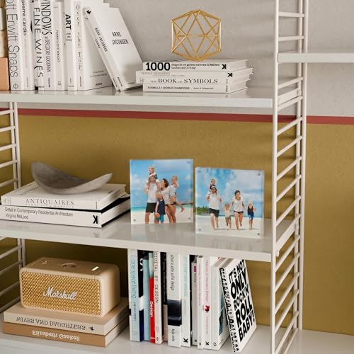 ATZYmolin 5x5 Acrylic Picture Frame 3 Pack, 20mm Thick Magnetic Double Sided Display 20% Thicker- Frameless Clear Transparent Photo Frame for Desktop/Tabletop, Self Standing with Microfiber Cloth - size: 5x5"