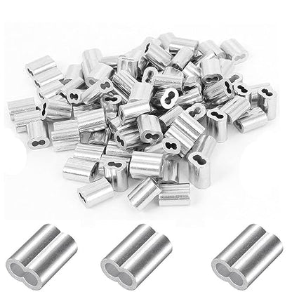 150 Pcs Aluminum Crimping Loop Sleeve 1/8",Cable Crimp Ferrules for Wire Rope and Cable (1/8''(3mm)-150pcs) - style: 1/8''(3mm)-150pcs