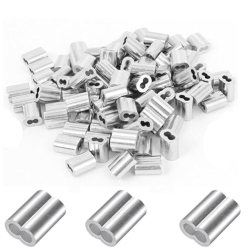 150 Pcs Aluminum Crimping Loop Sleeve 1/8",Cable Crimp Ferrules for Wire Rope and Cable (1/8''(3mm)-150pcs) - style: 1/8''(3mm)-150pcs