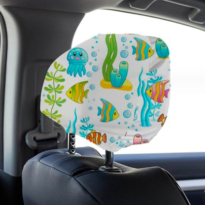 BAOZOON 4 Pcs Car Headrest Cover Blanks Elastic Universal Auto Head Rest Protectors Heat Transfer Headrest Dustproof Cover Soft Car Seat Headrest Cover for Most Car Vehicle(White) - color: White
