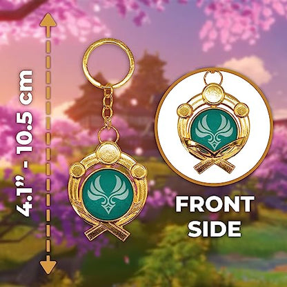 Impact Videogame Colorful Lanyard Keychains Stickers - color: Inazuma Anemo