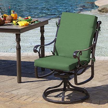 Arden Outdoor Midback Chair Cushion, 18 x 16.5, Moss Green Leala - color: Moss Green Leala