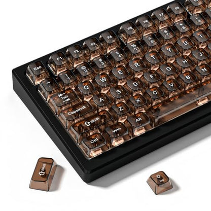 dagaladoo Clear keycaps,Transparent Keyboard keycaps,Jelly Key caps Set,Shine Through keycap，MDA Profile Keyboard caps for Mx Switches Mechanical Keyboard(Coffee) - color: Coffee