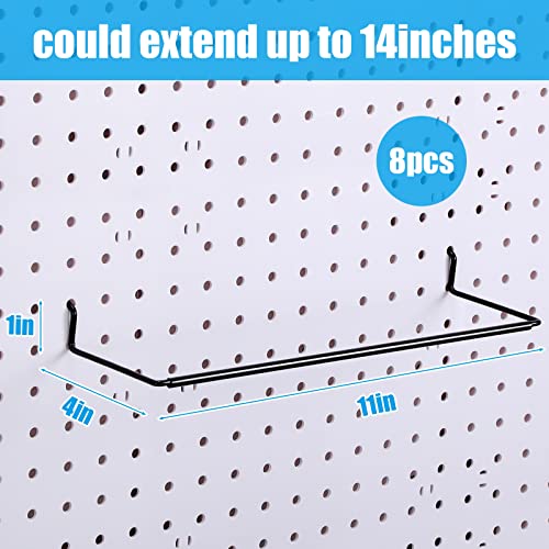 Nuanchu 8 Pcs Paper Towel Holder for Pegboard Extendable Peg Board Organizer Accessories Pegboard Towel Holder Accessories for Craft Room Laundry Room Kitchen Bathroom(Black,11x4 Inch) - color: Black