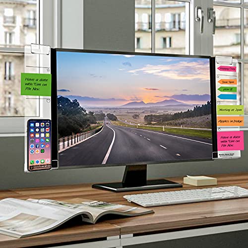 Monitor Memo Boards for Computer, Set of 2 (Left & Right) Multifunction Acrylic Screen Message Reminder Pad Side Panels Phone Holder - Utility Organizer for Office Desktop, Gift of 1 Pack Sticky Notes - style: Left + Right