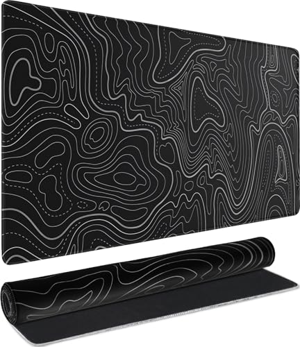 Large Gaming Mouse Pad, Waterproof Extra Large Mousepad with Stitched Edges, 31.5" x 15.7" Non-Slip Rubber Base Office Big Long Keyboard Pad for Office Gamer Home XXL, Black - color: Black