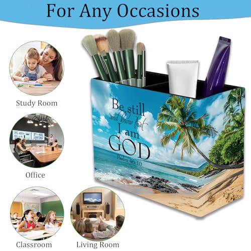 Pen Holder and Anti-Slip Mouse Pad Combination, Makeup Brush Storage Box, Tableware Storage Box, Suitable for Office and Home - Beaches and Palm trees - color: Beaches and Palm trees