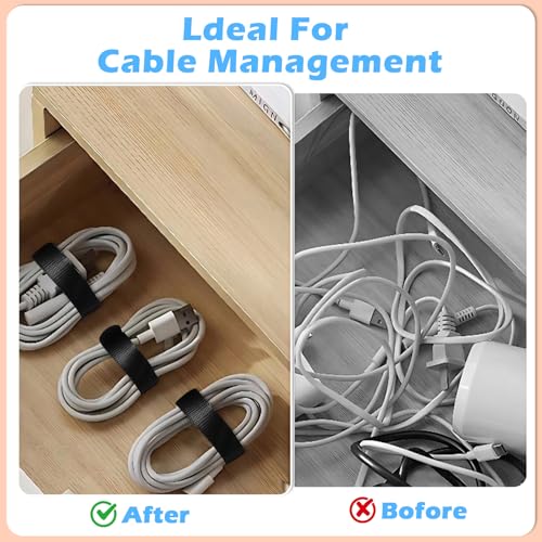 70 PCS 6 inch Cable Ties Reusable Cable Management Adjustable Cable Organizer, Cable Straps, Cord Wraps and Hook Loop Straps for Computer,Gaming, Wire, Desk- Home Office Essentials - size: 6Inch（Black)70pcs