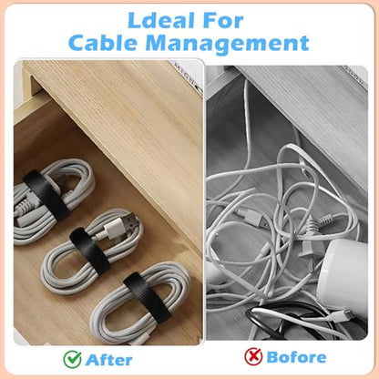 70 PCS 6 inch Cable Ties Reusable Cable Management Adjustable Cable Organizer, Cable Straps, Cord Wraps and Hook Loop Straps for Computer,Gaming, Wire, Desk- Home Office Essentials - size: 6Inch（Black)70pcs