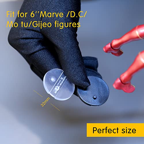 56PCS Action Figure 6 inch Display Stand, Toy Support Holder Stands Base, Compatible with GiJeo Classified Series/Mavel Legends Series/D C/Mo tu 1/12 Figures, Mix Clear & Black - color: 56PACK Transparent&Black(Round)