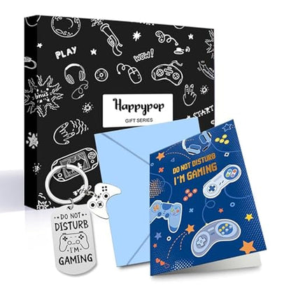 Gamer Gifts for Men - Video Game Socks, Gaming Stocking Stuffers with Card and Keychain