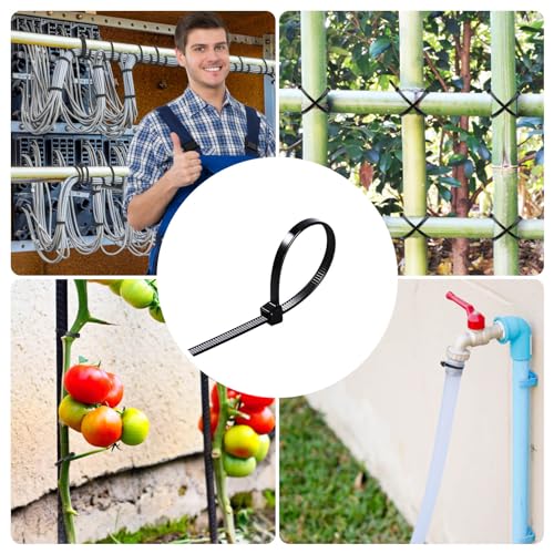 Cable Zip Ties 12 inch Cehony 500 Pack Black Zip Ties Heavy Duty 50lbs Tensile Strength Plastic Zip Ties for Outdoor and Indoor Multi-Purpose Cable Ties Self-Locking UV Resistant Wire Ties Wraps - color: Black