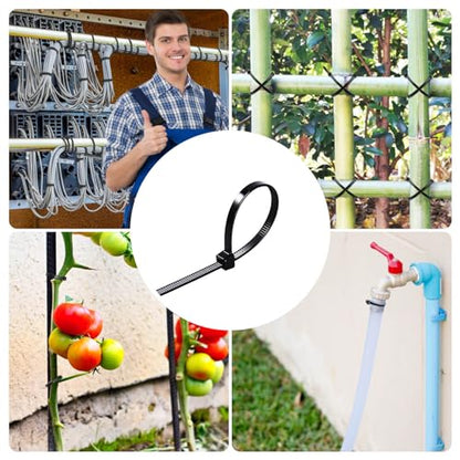 Cable Zip Ties 12 inch Cehony 500 Pack Black Zip Ties Heavy Duty 50lbs Tensile Strength Plastic Zip Ties for Outdoor and Indoor Multi-Purpose Cable Ties Self-Locking UV Resistant Wire Ties Wraps - color: Black