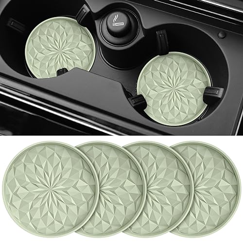 ME.FAN Car Coasters for Cup Holders [4 Pack] - 2.75In Silicone Auto Mug Mats - Universal Non-Slip Recessed Car Interior AccessoriesDesert Sage - color: 4pack-desert Sage