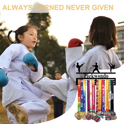 Resama Medal Hanger Holder Display Wall Rack Frame Shelf-Medal Hanger Awards Ribbon Soccer,Gymnastics,Holder Display Rack for 60 Medals - color: Taekwondo