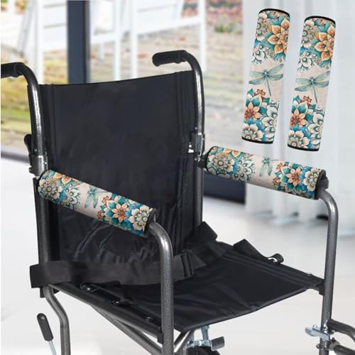 Wheelchair Armrest Covers Boho Dragonfly Wheelchair Accessories Chair Arm Pads Universal for Wheelchair Armrests Office Transport Chairs Scooters - color: Boho Dragonfly