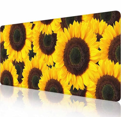 Mouse Pad Gaming, Large XXL Mouse Pads, Non-Slip Rubber Base Mousepad, Keyboard Mouse Mat Desk Pad with Stitched Edges, 31.5x11.8 inch Yellow Sunflower - color: Yellow Sunflower, size: 31.5L x 11.8W inches