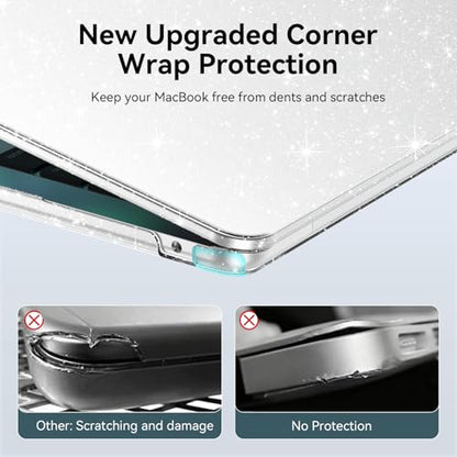 EooCoo Case Compatible with MacBook Air 13 inch M5 2026-2022 Release M4 M3 M2 A3449 A3240 A3113 A2681, Glitter Hard Shell&Keyboard Skin Cover&Screen Protector for Mac Air 13.6 inch, Sparkly Clear - color: Glitter Clear