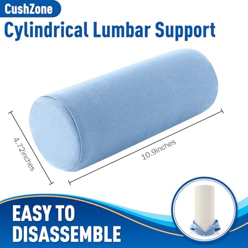Lumbar Roll Support Pillow for Office Chair, Car, Gaming Chair, Memory Foam Back Cushion with Washable Cover for Relieving Back Pain & Improving Posture,Light Blue - color: Light Blue, size: Standard