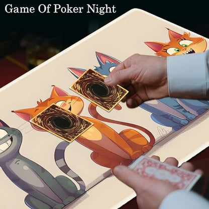 MTG Play Mat, 24" x 14" TCG Card Play Mat, Surface with Smooth Stitched Edge, with Storage Bag, Cute Cat - color: Cute Cat