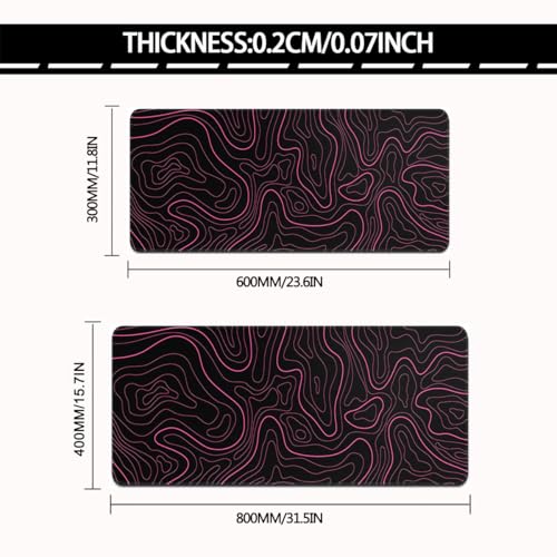 Rcege Large Mouse Pad for Desk - Gaming Mouse Pad with Stitched Edges, Anti-Slip Base for Keyboard and Mouse (Pink Line,23.6x11.8 inch) - color: Pink Line, size: 23.6L x 11.8W inches