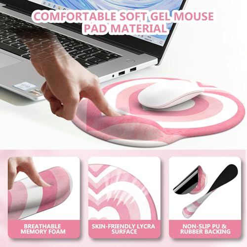 iLeadon Pink Desk Mat, Desk Pad + Pink Mouse Pad with Wrist Rest + Keyboard Wrist Rest + Coaster, 4in1 Mouse Pad Set, Mouse and Keyboard Pad for Home Office, Heart Pink - color: Heart Pink