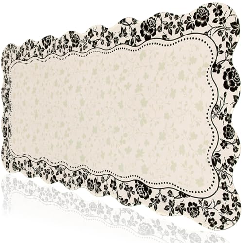 L-SPOUTTO Vintage Floral Mouse Pad,Aesthetic Scalloped Desk Mat XXL Large Gaming Mousepad,35.4x15.7in Non-Slip Keyboard Pad Waterproof Desktop Mat for Laptop Computer Work Game Office-Seamless Floral - color: Seamless Floral