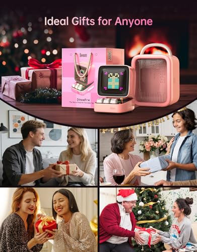 Divoom Ditoo Retro Pixel Art Game Bluetooth Speaker with 16X16 LED App Controlled Front Screen (Pink) - color: Pink