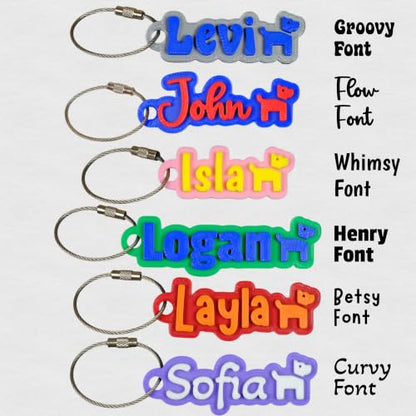 SuperFineDeesigns Bag and Water Bottle Name Tag with Cable – Custom Durable 3D Printed Name Tag Backpack & Sports Bottles - style: Dog