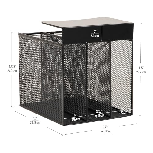 Mind Reader Slide-On Under Desk File Organizer, No Tools Required, Hanging Storage for Laptops, Folders, and Notebooks, Metal, Black - size: Vertical