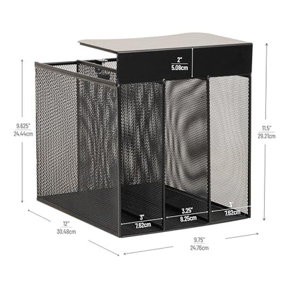 Mind Reader Slide-On Under Desk File Organizer, No Tools Required, Hanging Storage for Laptops, Folders, and Notebooks, Metal, Black - size: Vertical