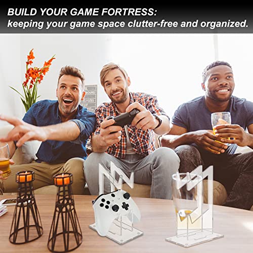 AHANDMAKER Universal Dual Controller Holder, Transparent Acrylic Game Controller Display Stand, Detachable Gamepad Desktop Stand for Display and Organization, Double-Layered