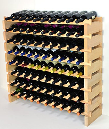 sfDisplay.com,LLC. Modular Wine Rack Beechwood 40-120 Bottle Capacity 10 Bottles Across up to 12 Rows Newest Improved Model (80 Bottles - 8 Rows) - size: 80 Bottles - 8 Rows