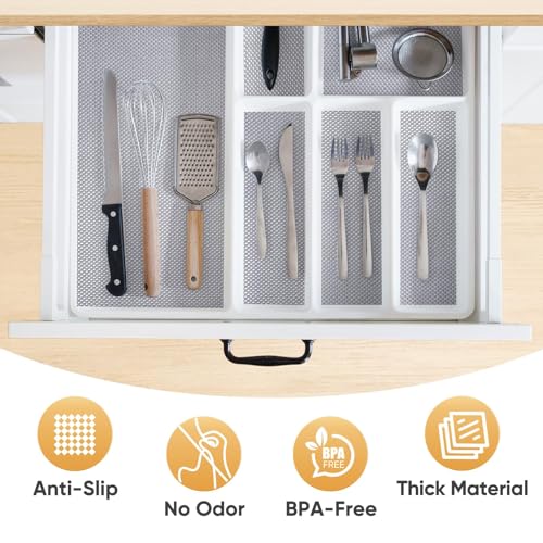 BALEINE Cabinet Liner, 17.5 in x 30 Ft Drawer and Shelf Liner for Kitchen Cabinets Non-Adhesive, Non-Slip Protect Desks, Cupboard, Drawers, Shelves, Tableware (Gray) - color: Gray, size: 17.5"W x 360"L
