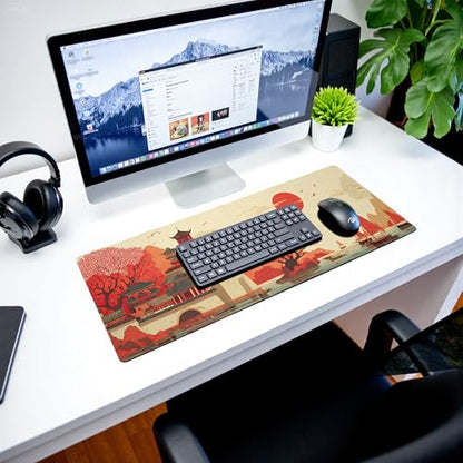 Scenery of Japan Gaming Mouse Pad Large Desk Mat Extended Keyboard Mouse Pad Anime Mousepad with Non-Slip Base and Stitched Edge Mouse Mat Desk Pad 31.5 x 11.8 Mouse Pads for Desk Home Office Gaming - color: Scenery of Japan