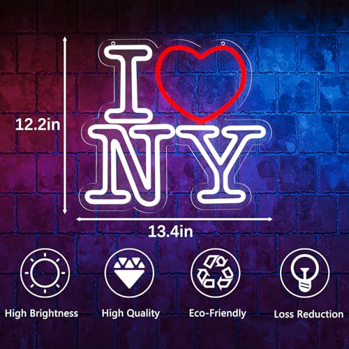 Love NY Neon Signs for Wall Decor，Led Neon Light for Bedroom Office Party，Christmas gift - style: I love NY