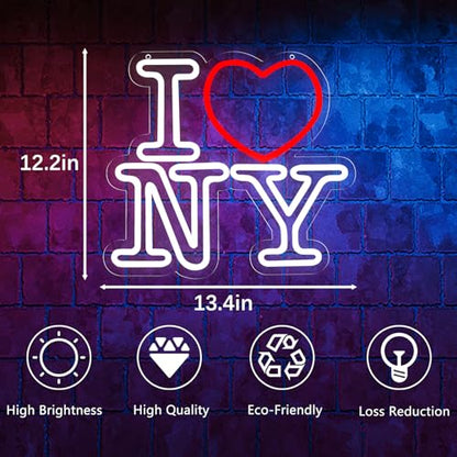 Love NY Neon Signs for Wall Decor，Led Neon Light for Bedroom Office Party，Christmas gift - style: I love NY