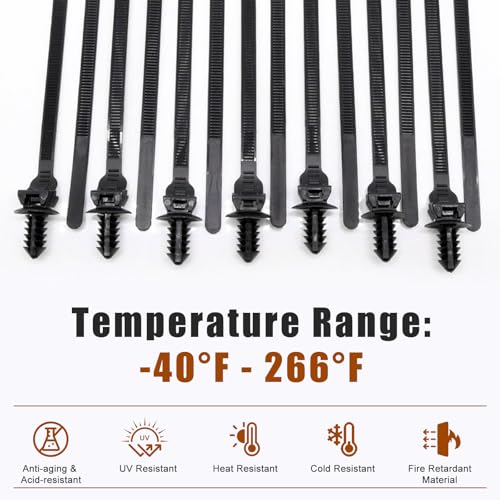 50 Pcs Cable Zip Tie, 8.3x0.2 inch Heavy Duty Nylon Push Mount Self Locking Assortment Black, 8.3x0.2inch(50Pcs) - size: 8.3x0.2inch (50Pcs)