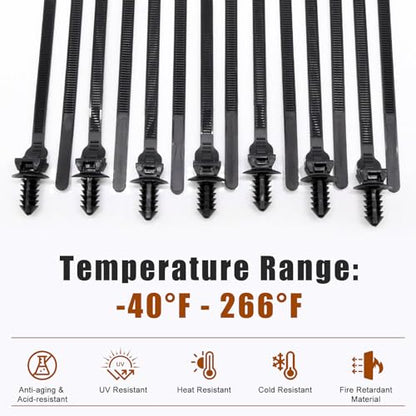 50 Pcs Cable Zip Tie, 8.3x0.2 inch Heavy Duty Nylon Push Mount Self Locking Assortment Black, 8.3x0.2inch(50Pcs) - size: 8.3x0.2inch (50Pcs)