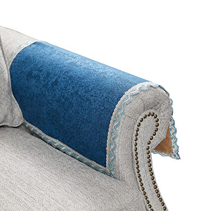 MINJIATEX Couch arm Covers,Non-Slip lace Sofa arm Cover Set of 2 Washable Sofa armrests Covers for Living Room Recliner Chair arm Cover Protectors for Leather Sofa armrest slipcover - color: Gydf-navy Blue